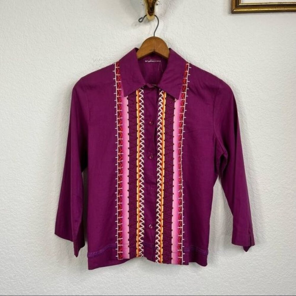 Missoni White Label Ombre Crochet Button Blouse